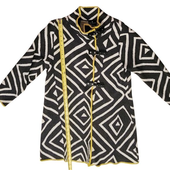 Marble Buckle Detail Longline Art-to-Wear Cardigan Sweater Jacket Size M - Picture 8 of 13